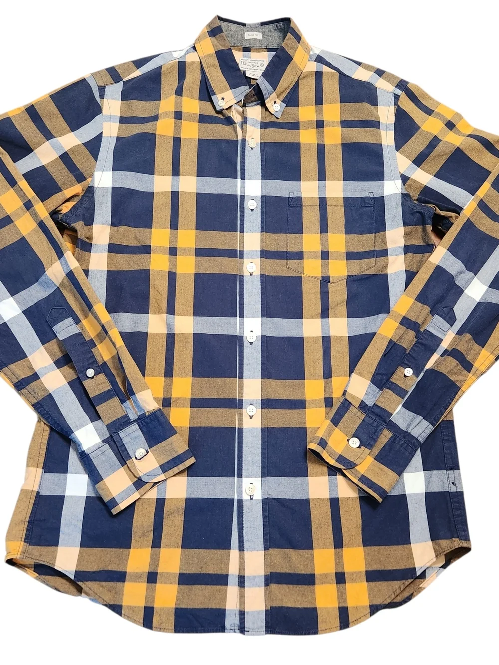 J. Crew VTG Men's Size S Plaid Check Cotton Slim-Fit Long-Sleeve Shirt Heritage